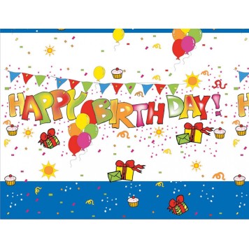 Happy Birthday Kokliko Happy Birthday plastic tablecloth 120x180 cm