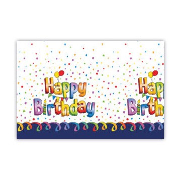 Happy Birthday Multicolor Happy Birthday plastic tablecloth 120x180 cm