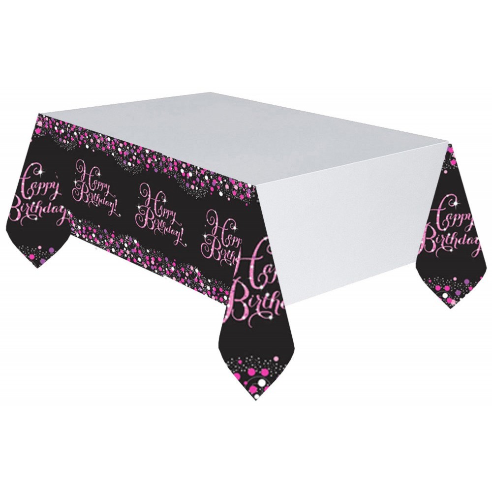 Happy Birthday Pink Happy Birthday plastic tablecloth 120x180 cm