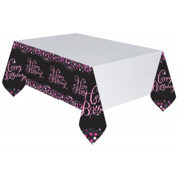 Happy Birthday Pink Happy Birthday plastic tablecloth 120x180 cm