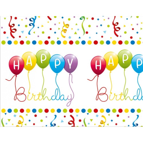 Happy Birthday Streamers Happy Birthday plastic tablecloth 120x180 cm