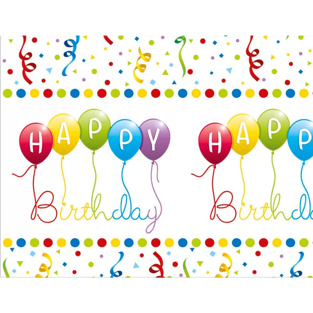 Happy Birthday Streamers Happy Birthday plastic tablecloth 120x180 cm