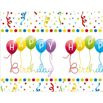 Happy Birthday Streamers Happy Birthday plastic tablecloth 120x180 cm