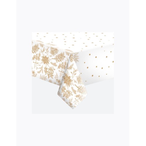 Christmas Botanical Gold paper tablecloth 120x180 cm