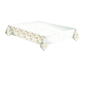 Christmas Botanical Gold paper tablecloth 120x180 cm