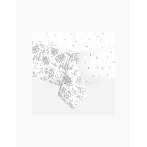 Christmas Botanical Silver paper tablecloth 120x180 cm