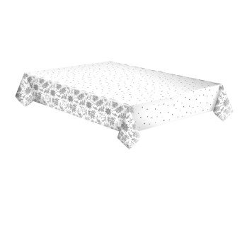Christmas Botanical Silver paper tablecloth 120x180 cm