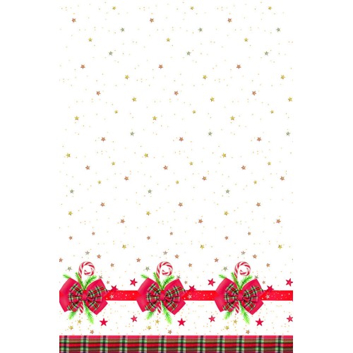 Christmas Checked Bow paper tablecloth 120x180 cm