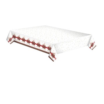 Christmas Checked Bow paper tablecloth 120x180 cm