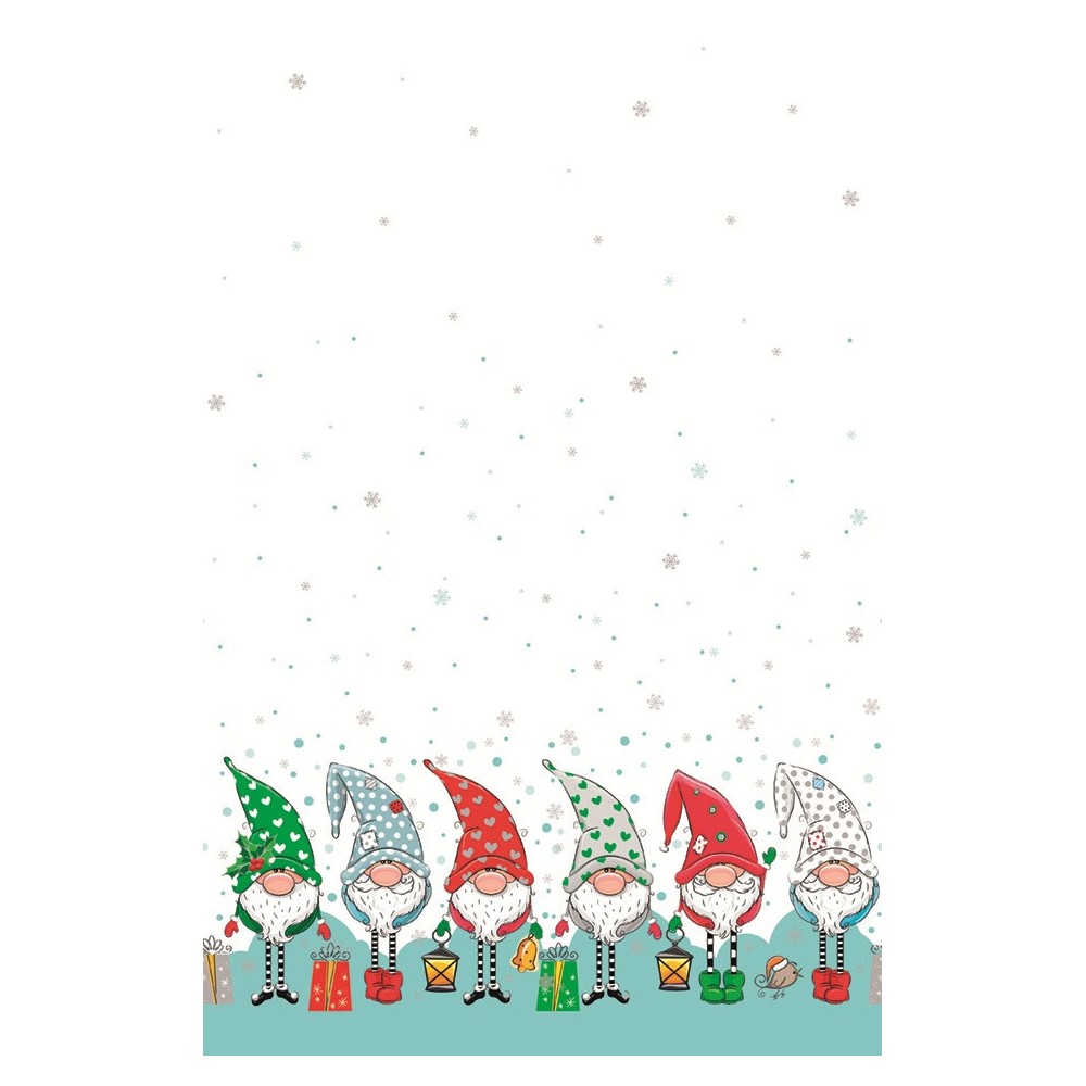 Christmas Funny Gnomes paper tablecloth 120x180 cm