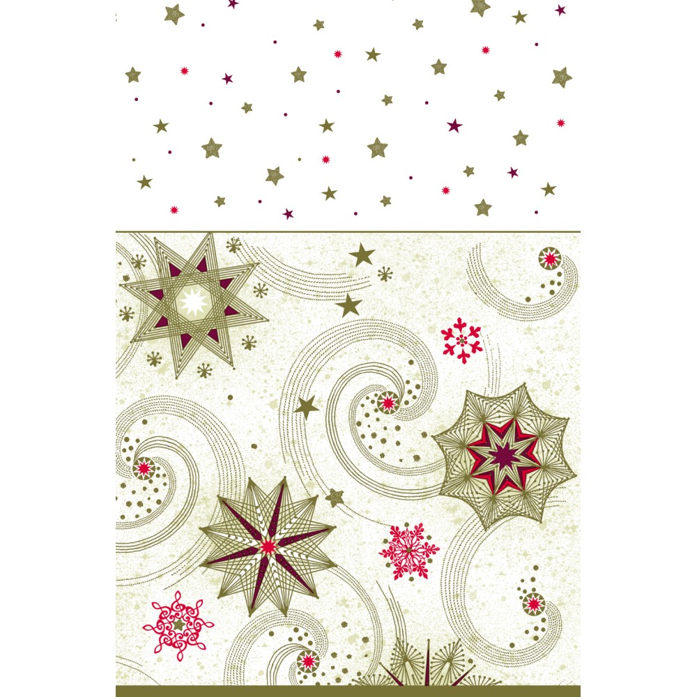 Christmas Gold Stars and Twirls paper tablecloth 120x180 cm