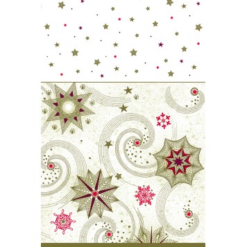 Christmas Gold Stars and Twirls paper tablecloth 120x180 cm