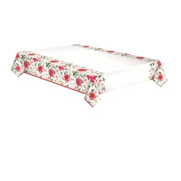 Christmas Poinsettia paper tablecloth 120x180 cm