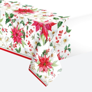 Christmas Poinsettia paper tablecloth 120x180 cm