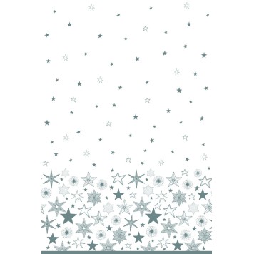 Christmas Silver Stars paper tablecloth 120x180 cm