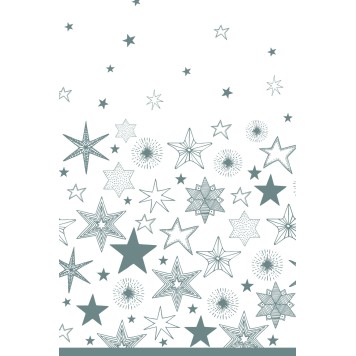 Christmas Silver Stars paper tablecloth 120x180 cm