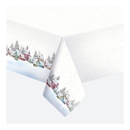 Christmas Snowy Village paper tablecloth 120x180 cm