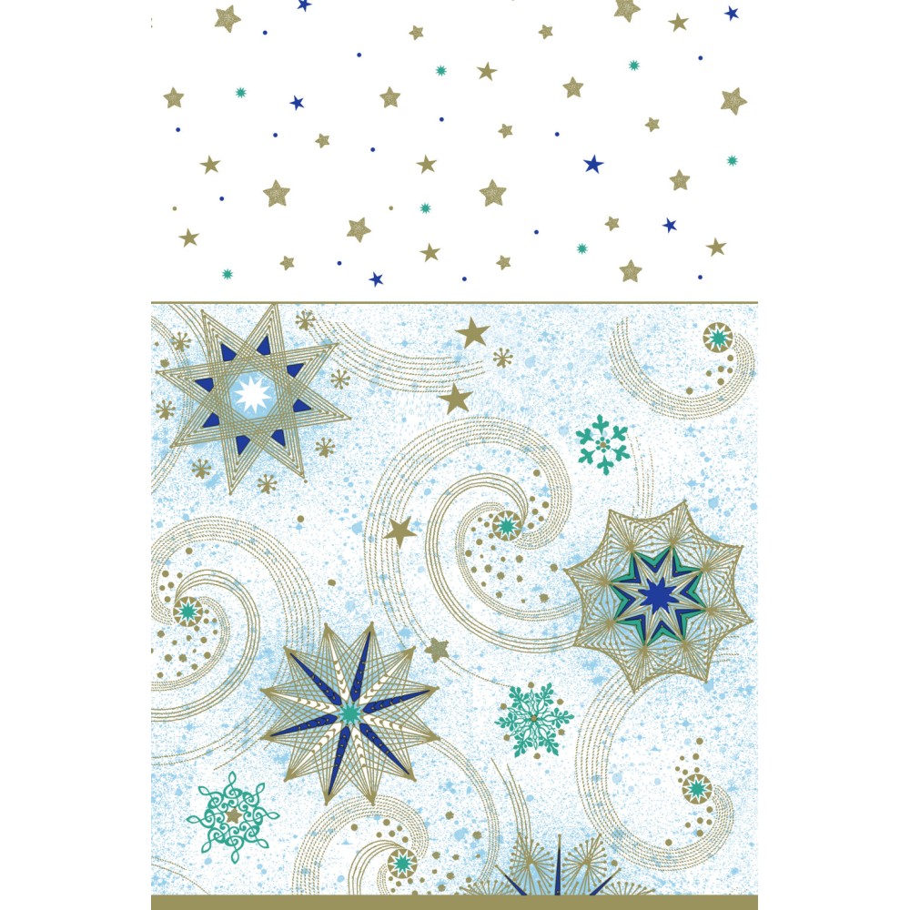 Christmas Stars and Twirls paper tablecloth 120x180 cm