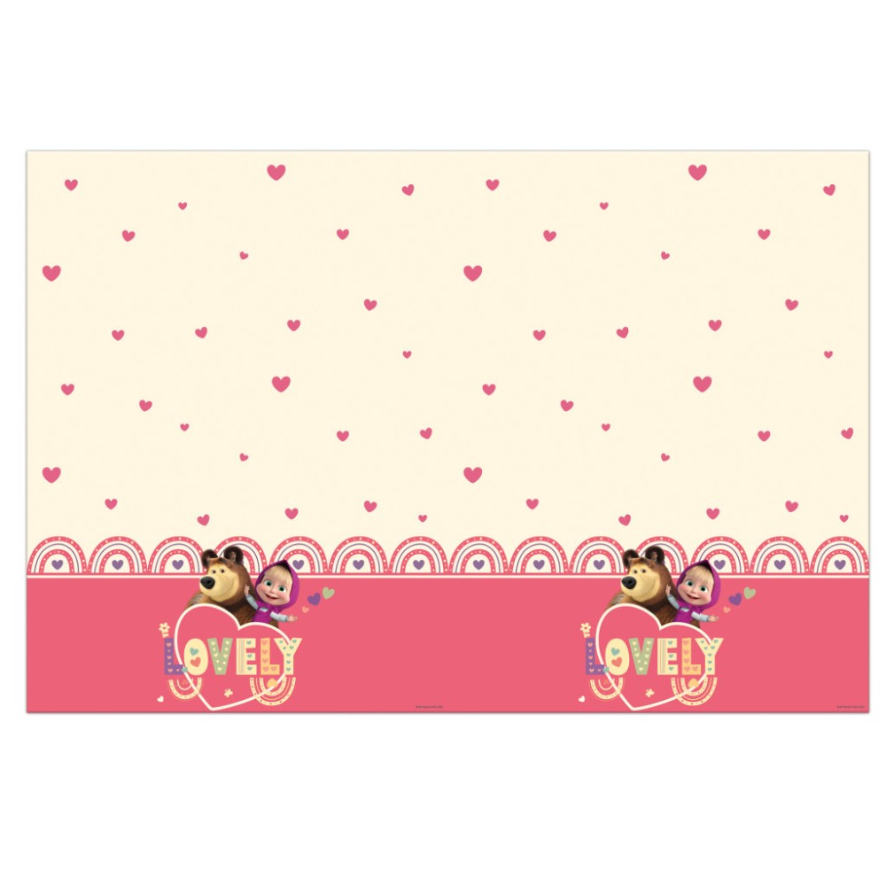 Masha and the Bear Sweet Heart plastic tablecloth 120x180 cm