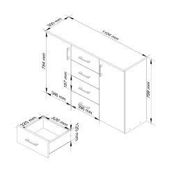 KOMODA K45 PK BIAŁY / DĄB SONOMA