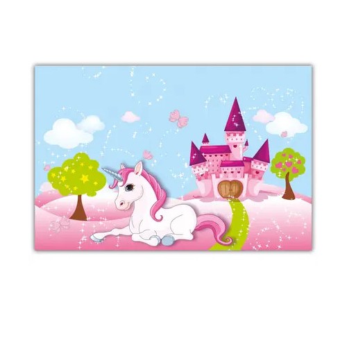 Unicorn Castle paper tablecloth 120x180 cm FSC