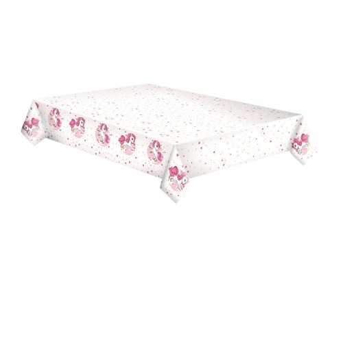 Unicorn Pink Heart paper tablecloth 120x180 cm