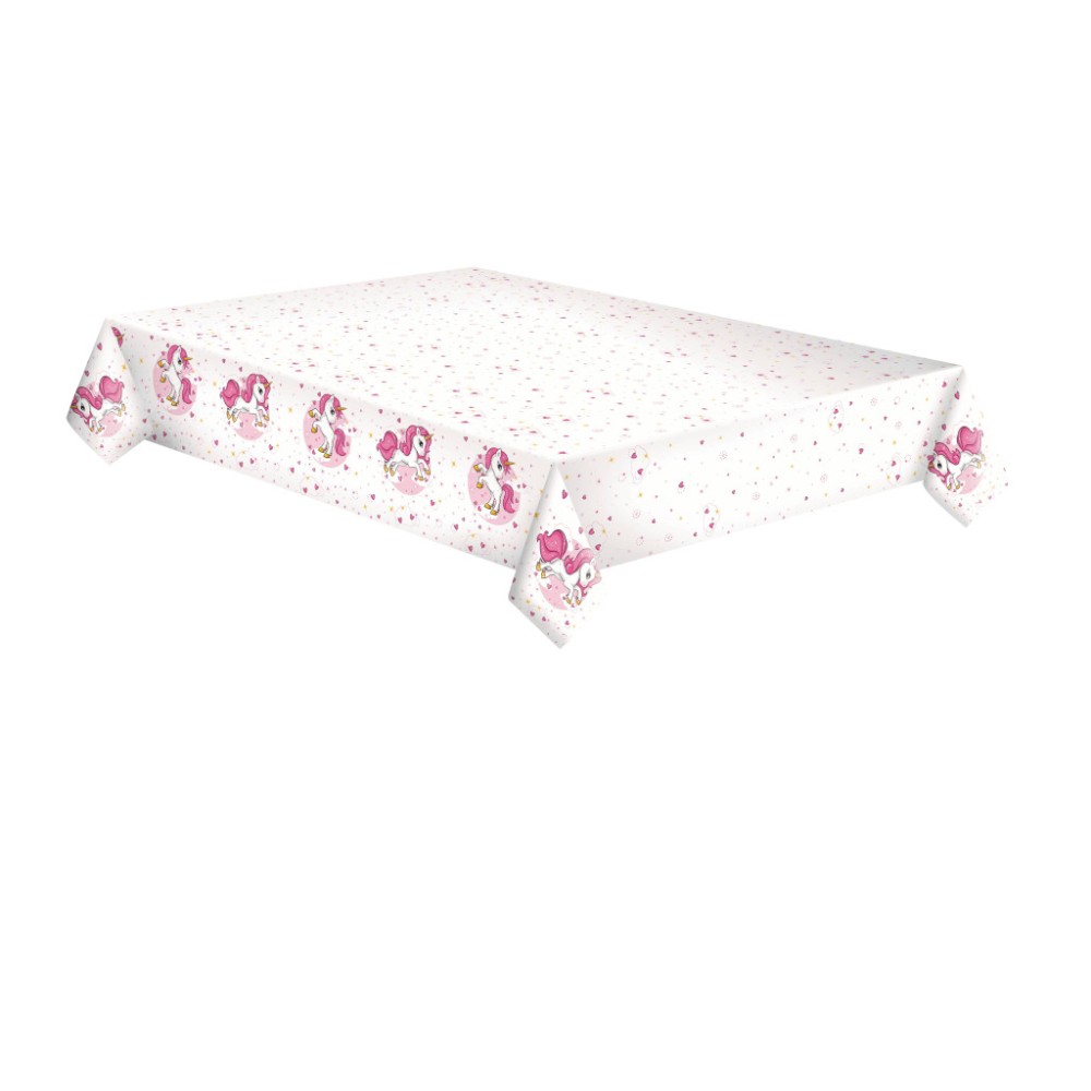 Unicorn Pink Heart paper tablecloth 120x180 cm