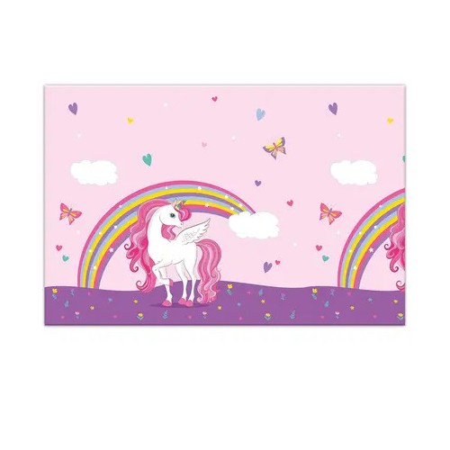 Unicorn Rainbow Colors plastic tablecloth 120x180 cm