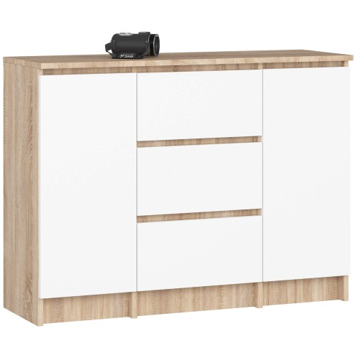 KOMODA K100 2D 3SZ PK DĄB SONOMA / BIAŁY