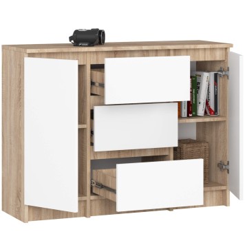 KOMODA K100 2D 3SZ PK DĄB SONOMA / BIAŁY
