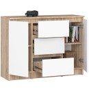 KOMODA K100 2D 3SZ PK DĄB SONOMA / BIAŁY