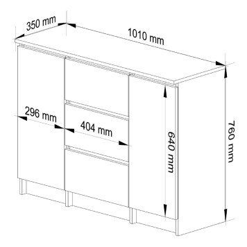 KOMODA K100 2D 3SZ PK GRAFIT SZARY