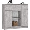 OSLY Buffet commode bois  3 tiroirs 2 portes  98x101x35cm Gris béton