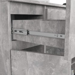 OSLY Buffet commode bois  3 tiroirs 2 portes  98x101x35cm Gris béton