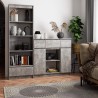 OSLY Buffet commode bois  3 tiroirs 2 portes  98x101x35cm Gris béton