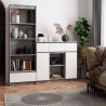 OSLY Buffet commode bois  3 tiroirs 2 portes  98x101x35cm Gris béton Blanc