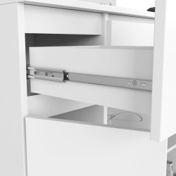 OSLY Buffet commode bois  3 tiroirs 2 portes  98x101x35cm Blanc