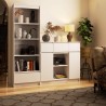 OSLY Buffet commode bois  3 tiroirs 2 portes  98x101x35cm Blanc