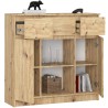 OSLY Buffet commode bois  3 tiroirs 2 portes  98x101x35cm Marron