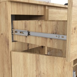 OSLY Buffet commode bois  3 tiroirs 2 portes  98x101x35cm Marron