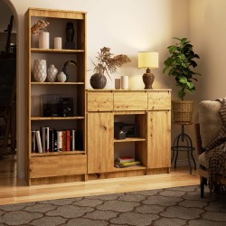 OSLY Buffet commode bois  3 tiroirs 2 portes  98x101x35cm Marron