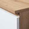 OSLY Buffet commode bois  3 tiroirs 2 portes  98x101x35cm Marron Blanc