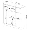 OSLY Buffet commode bois  3 tiroirs 2 portes  98x101x35cm Marron Blanc