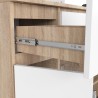 OSLY Buffet commode bois  3 tiroirs 2 portes  98x101x35cm Marron Blanc