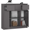 OSLY Buffet commode bois  3 tiroirs 2 portes  98x101x35cm Gris anthracite
