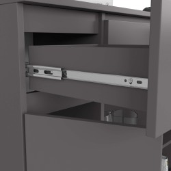 OSLY Buffet commode bois  3 tiroirs 2 portes  98x101x35cm Gris anthracite