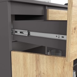 OSLY Buffet commode  3 tiroirs 2 portes  98x101x35cm Gris anthracite bois