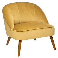 Fauteuil Naova velours pieds bois cumin