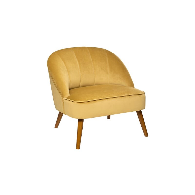 Fauteuil Naova velours pieds bois cumin Fauteuil Naova velours pieds bois cumin
