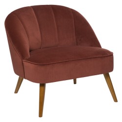 Fauteuil Naova velours pieds bois terracotta